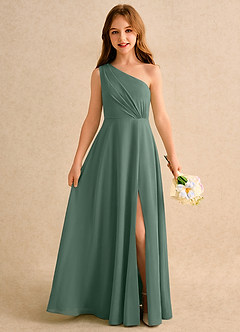 Azazie Puddles Girls Formal Flower Girl Klänningar Klä A-Line i Chiffong Ena axeln image1