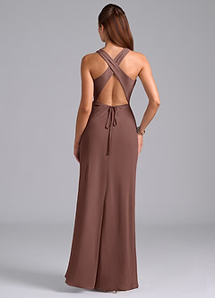 Azazie Evadne Bridesmaid Dresses Espresso A-Line Pleated Chiffon Dress image7