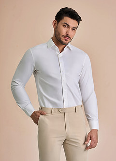 front Jermyn Blanco Camisa de vestir que no necesita planchado