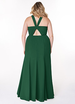 Azazie Rue Brautjungfernkleider A-Linie Halter Chiffon Kleid Dunkelgrün image8