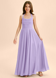 Azazie Kady Junior Abito A-Line in Chiffon Scollo a Cuore Lilla image3