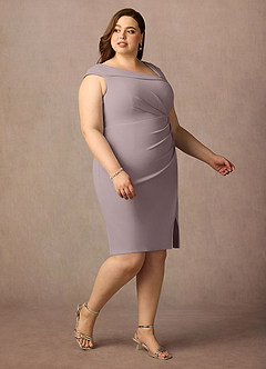 Azazie Cecily Mother of the Bride Dresses Vintage Mauve Sheath Stretch Crepe Dress image10