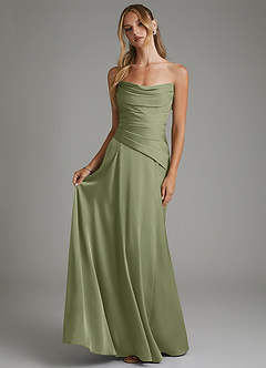 Azazie Gabriela Bridesmaid Dresses Garden Sage A-Line Corset Stretch Satin Dress image7
