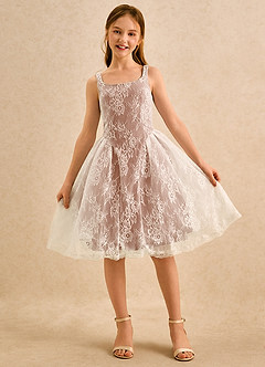 Azazie Cubbie Girls Formal Blumenmädchenkleider A-Linie Spitze Kleid Bronzer image4