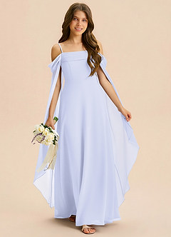 Azazie Moana Junior Linia A Pofałdowany Szyfon Długość podłogi Młodsza druhna Sukienka image3