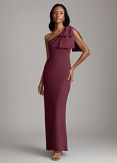 Azazie Yuanna Bridesmaid Dresses Cabernet Mermaid One Shoulder Chiffon Dress image1