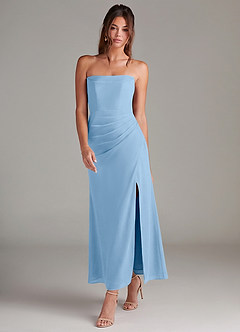 Azazie Leonis Brautjungfernkleider Wandelbar Meerjungfrau-Linie Schulterfrei Chiffon Kleid Puderblau image7