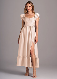Azazie Anaya Bridesmaid Dresses Blushing Pink A-Line Sweetheart Neckline Stretch Satin Convertible Dress image1