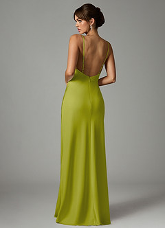 Azazie Stefania Robes de demoiselle d'honneur Robe Trapèze en Satin extensible Citronnelle image2