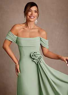 Azazie Amherst Klänningar till brudens mor Klä A-Line i Chiffong Av axeln Dusty Sage image6