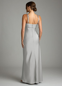 Azazie Ellia Robes de demoiselle d'honneur Robe Fourreau en Satin extensible Arc Argent image5