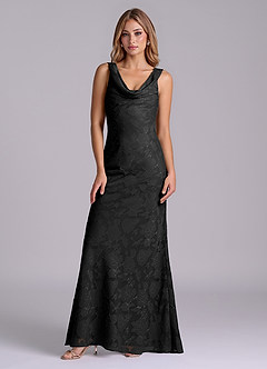 Azazie Rylina Final Sale Black Mermaid Floral Burnout Dress image5