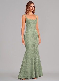 Azazie Aubrey Jurken voor bruidsmeisjes Jurk van Bloemen Burn-out met Zeemeermin Boog Agave image4