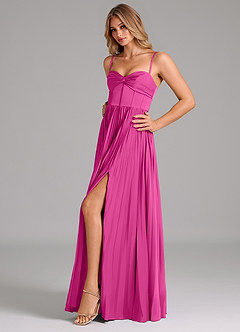Azazie Tyla Bridesmaid Dresses Fuchsia A-Line Sweetheart Neckline Stretch Satin Dress image6