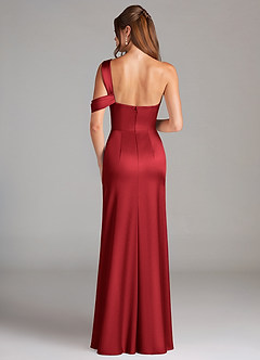 Azazie Wynter Bridesmaid Dresses Scarlet Sheath One Shoulder Stretch Satin Dress image2
