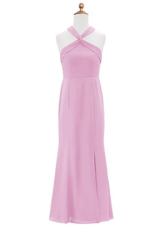 Azazie Rue Junior Robe Sirène en Mousseline de soie Fente Latérale Rose Bonbon image6