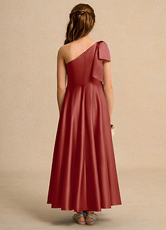 Azazie Guppy Junior Formal Flower Girl Klänningar Klä A-Line i Matt satäng Ena axeln image2