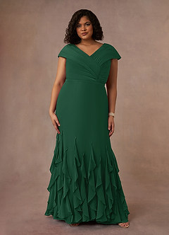 Azazie Bailora Mother of the Bride Dresses Dark Green Mermaid Ruched Chiffon Dress image6