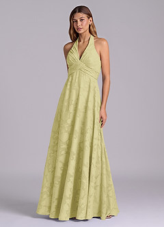 Azazie Tessie Brudtärnklänningar Klä av A-Linje i Blommig Utbrändhet Plisserad Citronsorbet image3