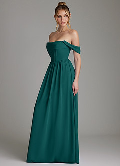 Azazie Caterina Bridesmaid Dresses Peacock A-Line Corset Chiffon Dress image9