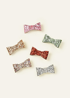 front Glitter Sparkle Girls Hair Clip 2 pic Set