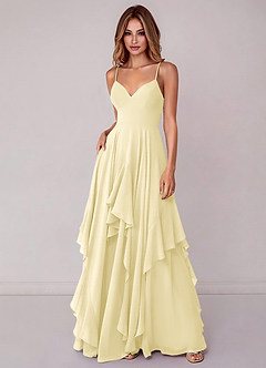 Azazie Zaina Brautjungfernkleider A-Linie Chiffon Kleid Zitronensorbet image3
