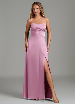 Azazie Niveah Bridesmaid Dresses Candy Pink A-Line Strapless Stretch Satin Convertible Dress image2