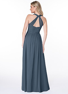 Azazie Jaclyn Abiti da Damigella Abito A-Line in Chiffon Plissettato Blu Nettuno image2