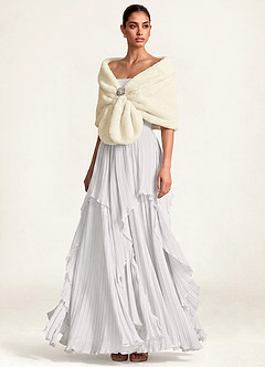 front Brosche Kunstpelz Cape