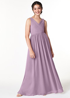 Azazie Sawyer Junior Wisteria A-Line Pleated Chiffon Dress image3