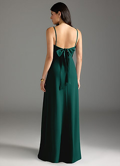 Azazie Melia Bridesmaid Dresses Pine A-Line Bow Stretch Crepe Dress image4