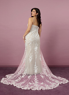 Barbie ♥ Azazie Wedding Dresses Diamond White Champagne Mermaid Sequins Tulle Dress image9