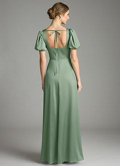 Azazie Fyona Bridesmaid Dresses Matcha A-Line Pleated Stretch Satin Dress image7