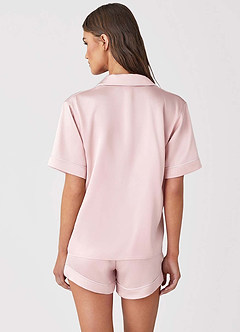 front 100 % tvättbart siden pyjamasset med kort ärm