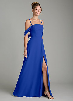 Azazie Mercedes Bridesmaid Dresses Royal Blue A-Line Off the Shoulder Chiffon Dress image5