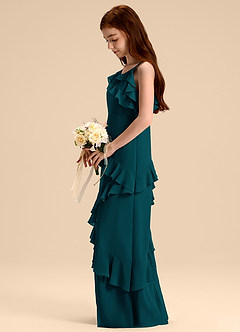 Azazie Evara Junior Pine A-Line Chiffon Dress image5