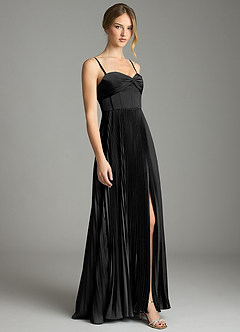Azazie Akiko Bridesmaid Dresses Black A-Line Sweetheart Neckline Stretch Satin Dress image5