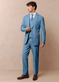 front James Steel Blue Structured Stretch Dress Pants