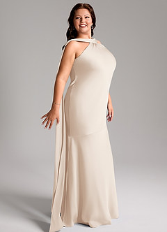 Azazie Kinsley Bridesmaid Dresses White Alabaster Mermaid Side Slit Stretch Satin Dress image12