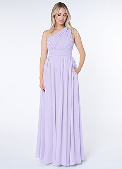 Azazie Molly Final Sale Lilac A-Line One Shoulder Chiffon Dress image1