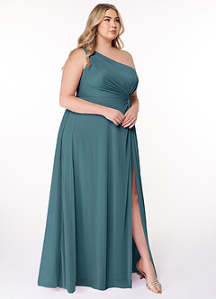 Azazie Brooke Bridesmaid Dresses Bermuda A-Line One Shoulder Mesh Dress image9