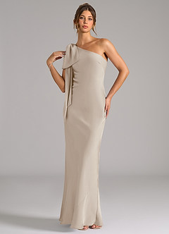 Azazie Capri Bridesmaid Dresses Frost Mermaid One Shoulder Stretch Satin Dress image3