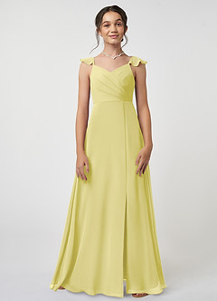 Azazie Amada Junior Agave A-Line Ruched Chiffon Dress image1