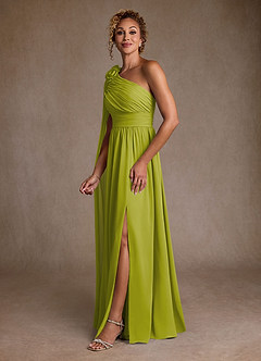 Azazie Lancaster Mère de la mariée Robes Robe Trapèze en Mousseline de soie Une épaule Citronnelle image5