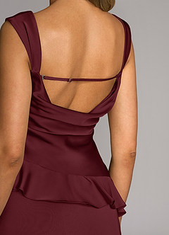 Azazie Sloane Bridesmaid Dresses Cabernet A-Line Sweetheart Neckline Stretch Satin Dress image6