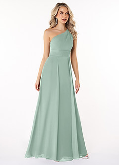 Azazie Dallas Bridesmaid Dresses Agave A-Line One Shoulder Chiffon Dress image3