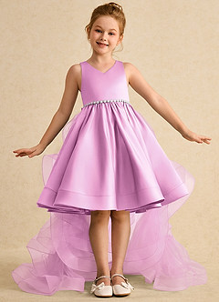 Azazie Julietta Flower Girl Dresses Candy Pink Ball-Gown Convertible Tulle Dress image2