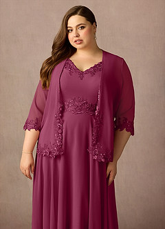 Azazie Devana Mother of the Bride Dresses Mulberry A-Line Sequins Chiffon Dress image8