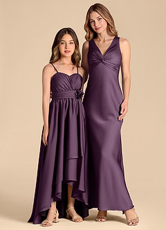 Azazie Catalina Junior Plum A-Line Sweetheart Neckline Stretch Satin Dress image3