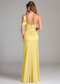 Azazie Wynter Robes de demoiselle d'honneur Robe Fourreau en Satin extensible Asymétrique Canari image2